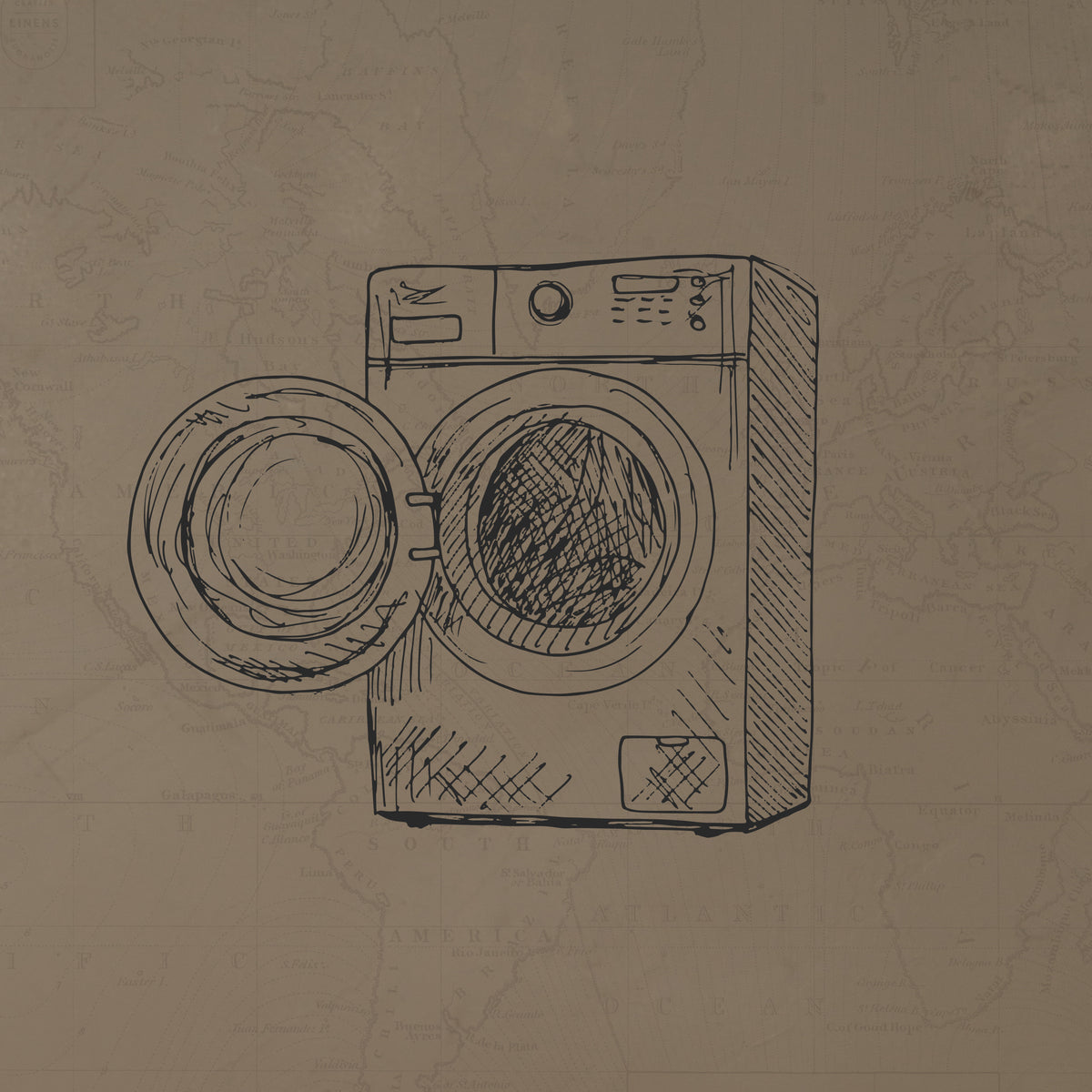 A hand-drawn image of a washing machine with an open door. data-image-id=