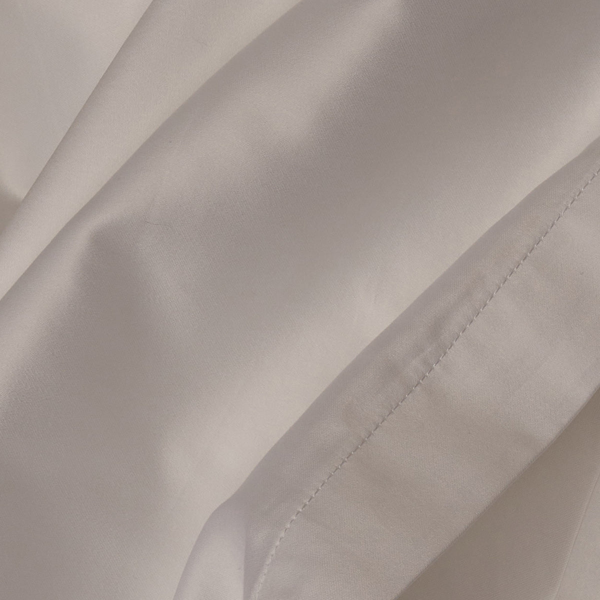 Warm and buttery LETTO Americano Cotton Sateen fabric sample in color white, made in Italy of American grown Supima cotton. data-image-id=